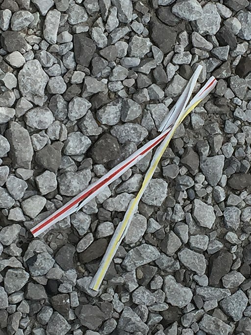 Plastic straws littered